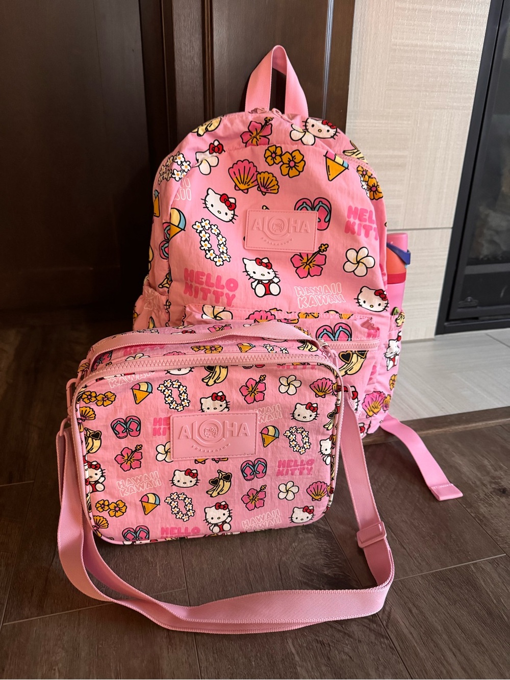 Hello Kitty Pink Floral & Beach Print Kids Backpack & Lunchbox - New with tags